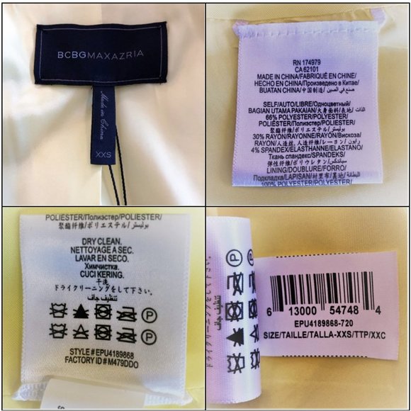 *NEW WITH TAGS* BCBGMaxAzria Pleated Peplum Limelight Yellow Blazer/Jacket XXS - Picture 16 of 16